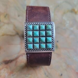 Barse Leather and Turquoise Bracelet